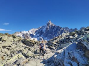 Hiker on rocky terrain