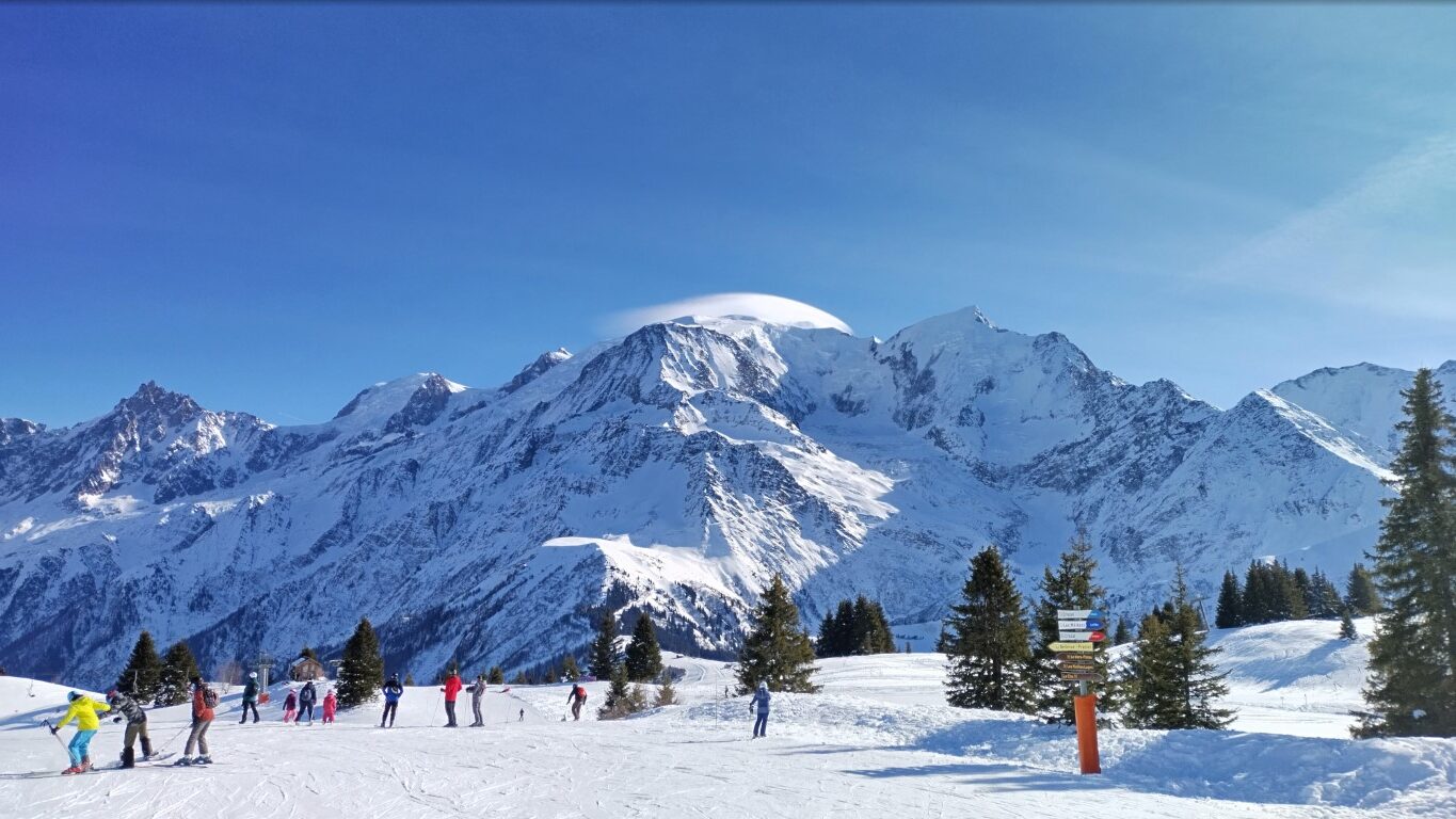 Mont Blanc from summit of Prarion in Les Houches