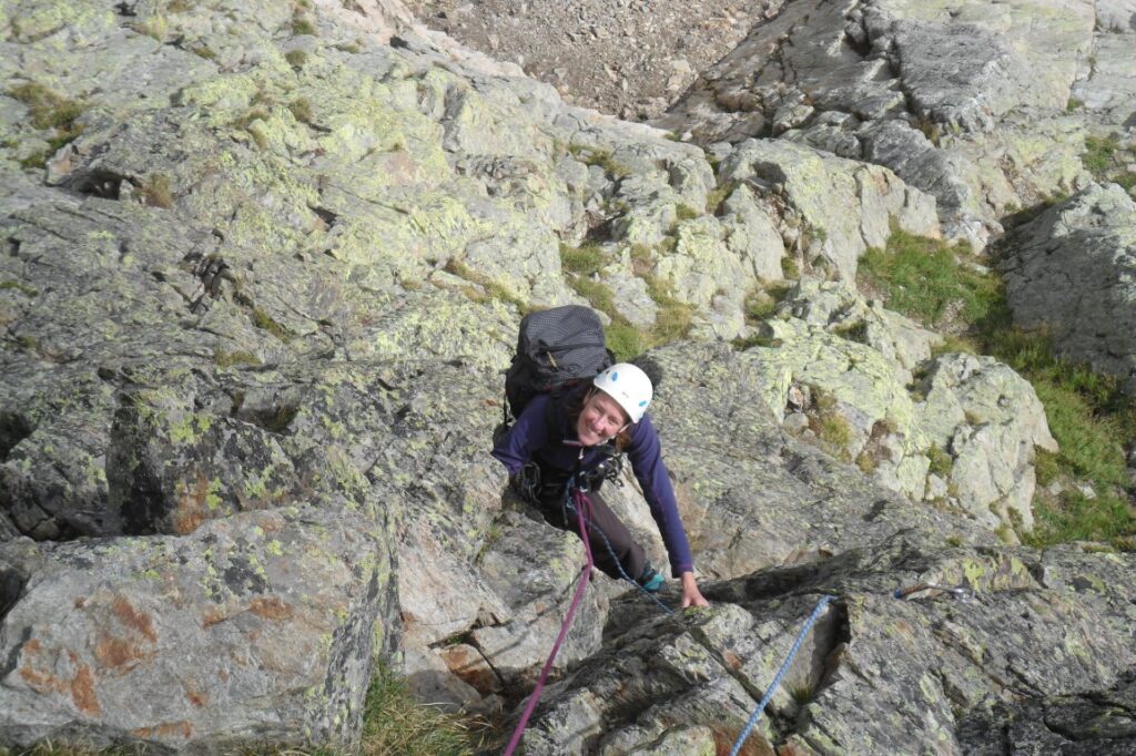 Rock climber seen from above