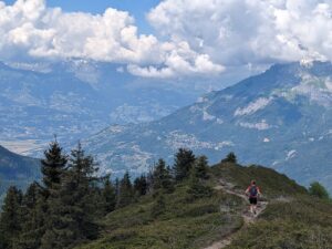 Runner descending Aiguillette des Houches