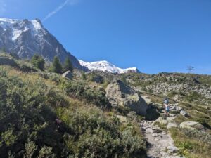Aiguille du midi in background, Grand Balcon Nord path on summer hiking week