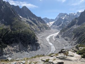 View of the Mer de Glace glacier