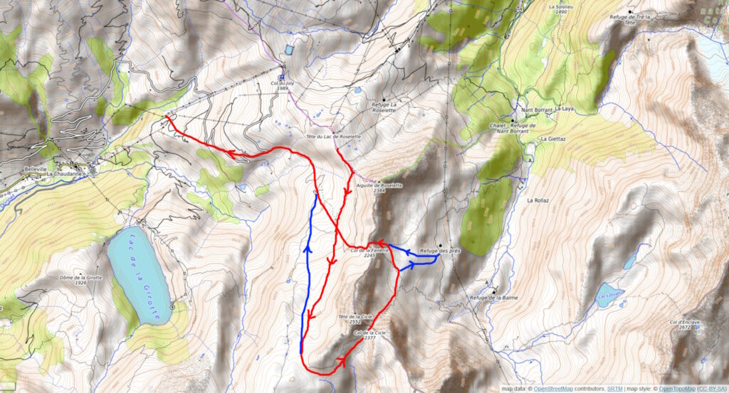 Map showing the route described