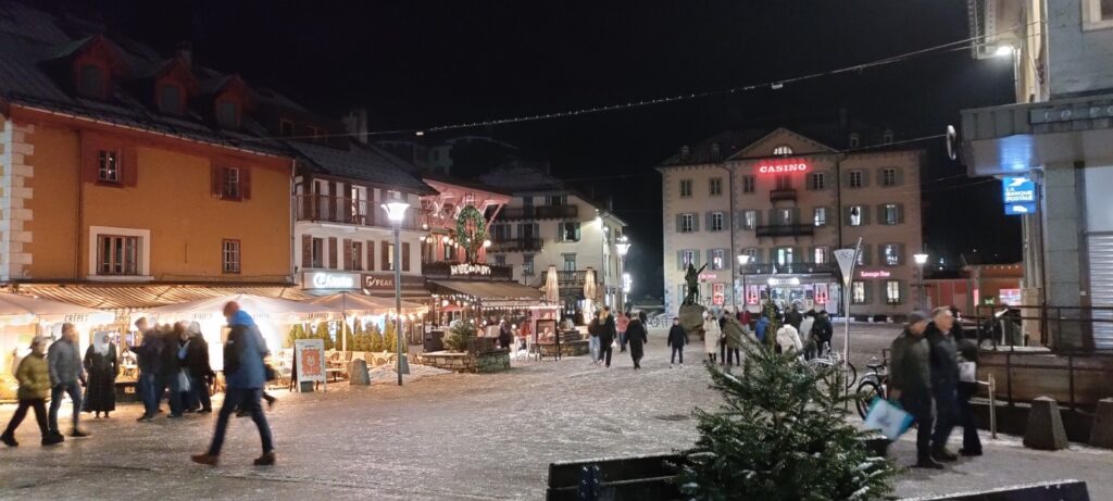 Chamonix town centre by night