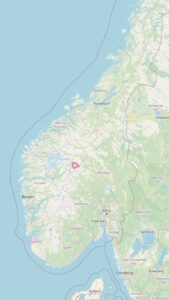 Map of Norway showing Tour of Jotunheimen